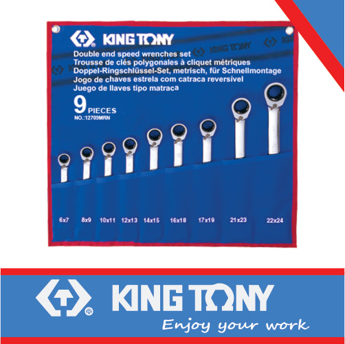 SPANNER SET RATCHET TYPE DOUBLE RING 6-24MM 9PC