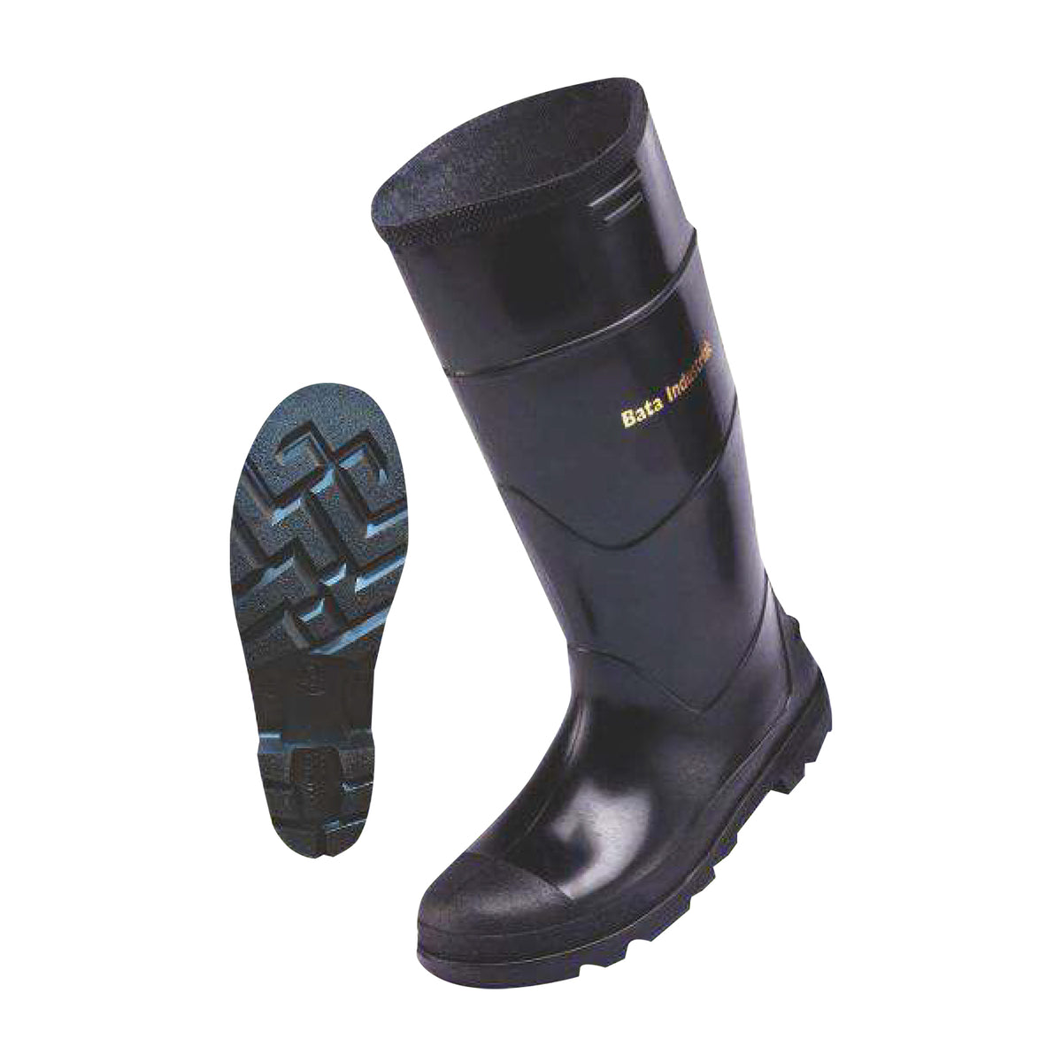 Bata Black Gum Boots Size 8 (Nstc) Special