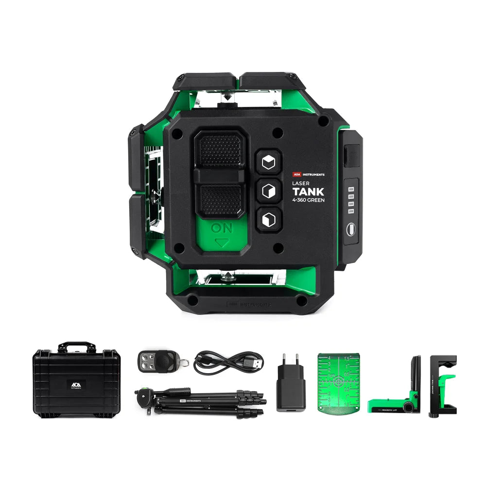 ADA Tank Cross Line Laser Green 4X360 with Tripod | A00632