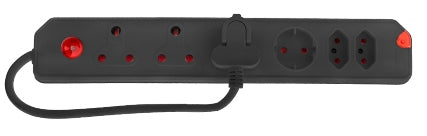MULTIPLUG 6WAY 3X16A,2X5A,1XSCH BLACK