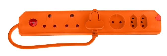 MULTIPLUG 6WAY 3X16A,2X5A,1XSCH ORANGE
