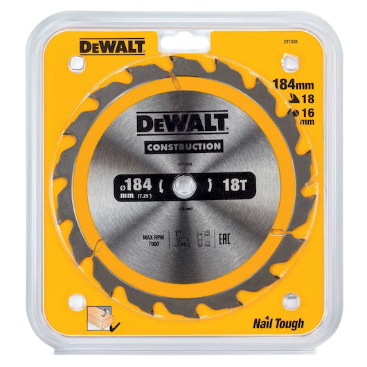 DEWALT Circular Saw Blade 184mm 18T Fast Cut | DT1938