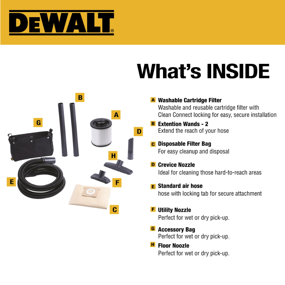 DEWALT Portable 34L Wet Dry Vacuum Cleaner | DXV34PTA