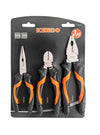 PLIER KENDO 3PC SET COMB LONG NOSE DIAG