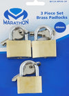 40mm Brass Cylinder Padlock 3 Piece Set