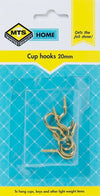 MTS HOME CUP HOOKS 20MM BRASS 6PC