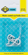 MTS HOME CUP HOOKS 25MM P/COATED 6PC