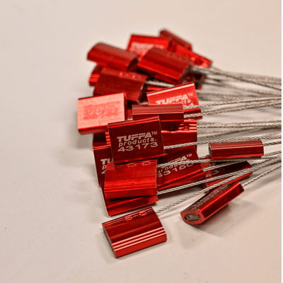 Wirelocks / Cable Seals β 1.5mm x 600mm, Galvanised Steel (Red) (packs of 100)