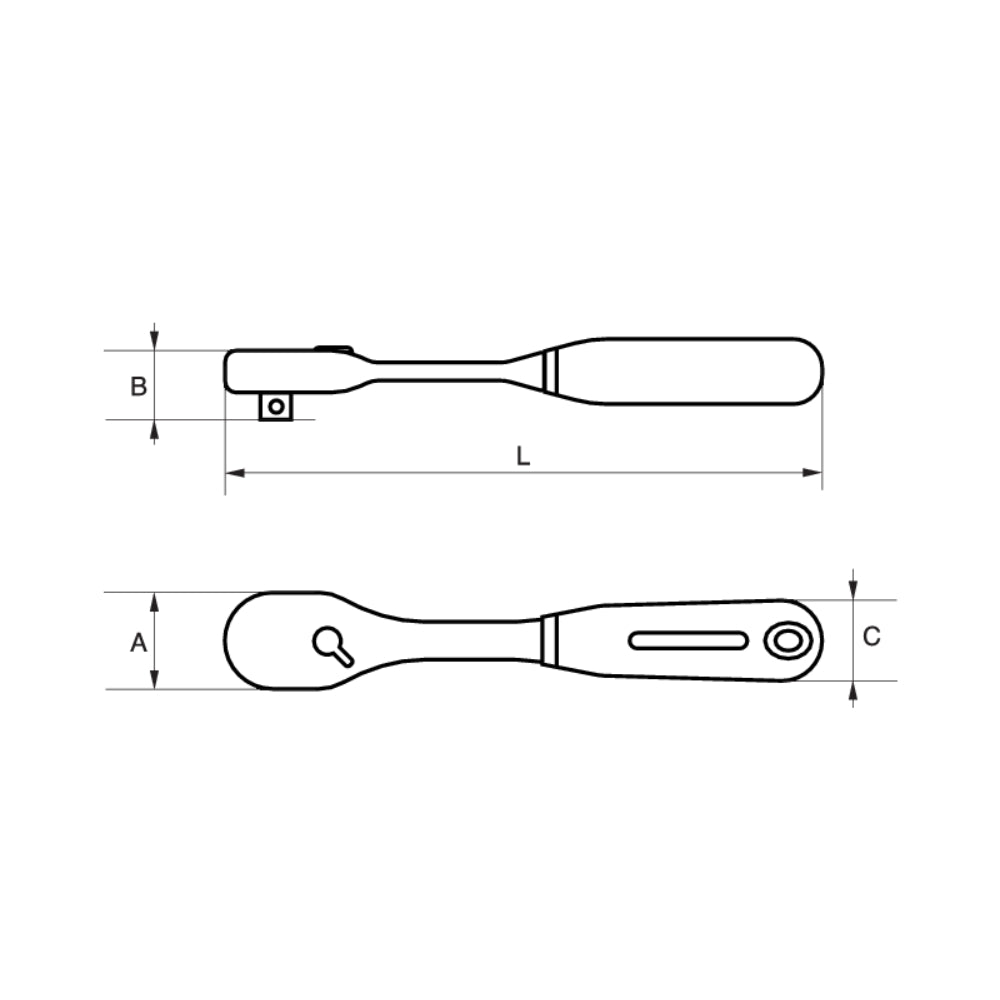 Bahco 1/4" Pear Head Reversible Short Ratchet | SBS61S