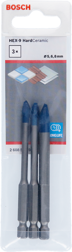 Bosch Professional Hex 9 Hardceramic 3pc Set 5 6 HEX-9 Hard Ceramic Drill Bit