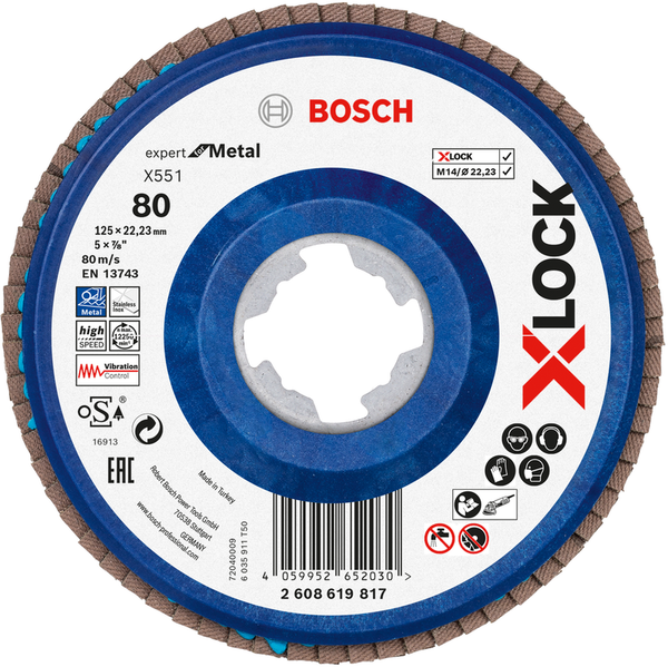 Bosch Professional X-LOCK X551 Expert for Metal Flap Discs, Straight Version,…