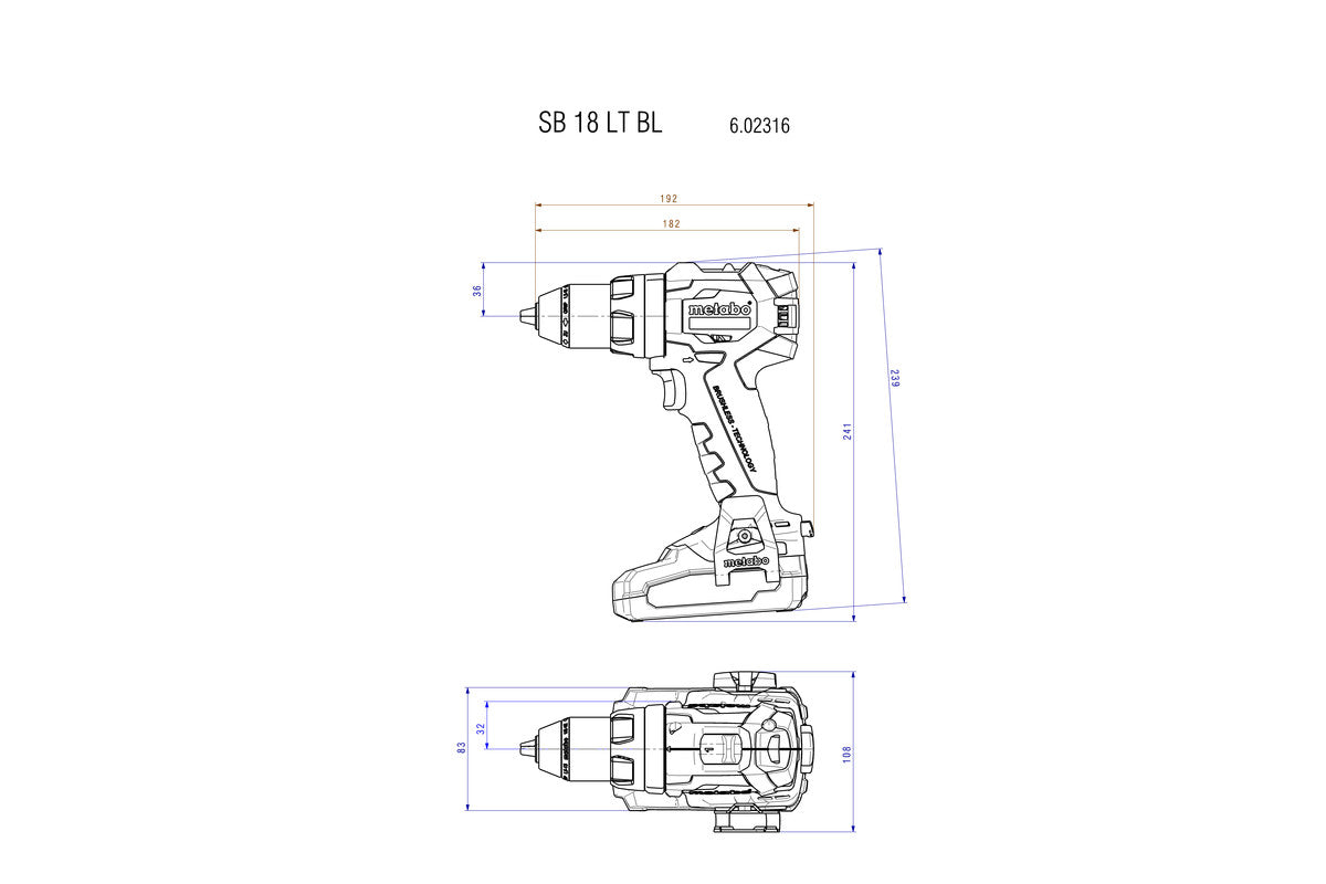 SB 18 LT BL (602316800) Cordless combi drill