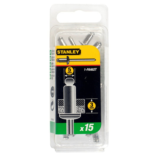 Stanley Aluminium Rivets 5mm x 3mm (15 Pack) | 1-PAA62T