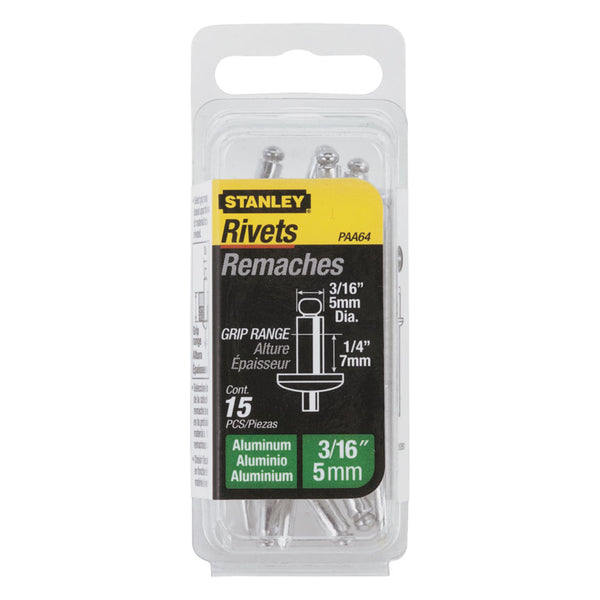 Stanley Aluminium Rivets 5mm x 6mm (15 Pack) | 1-PAA64T