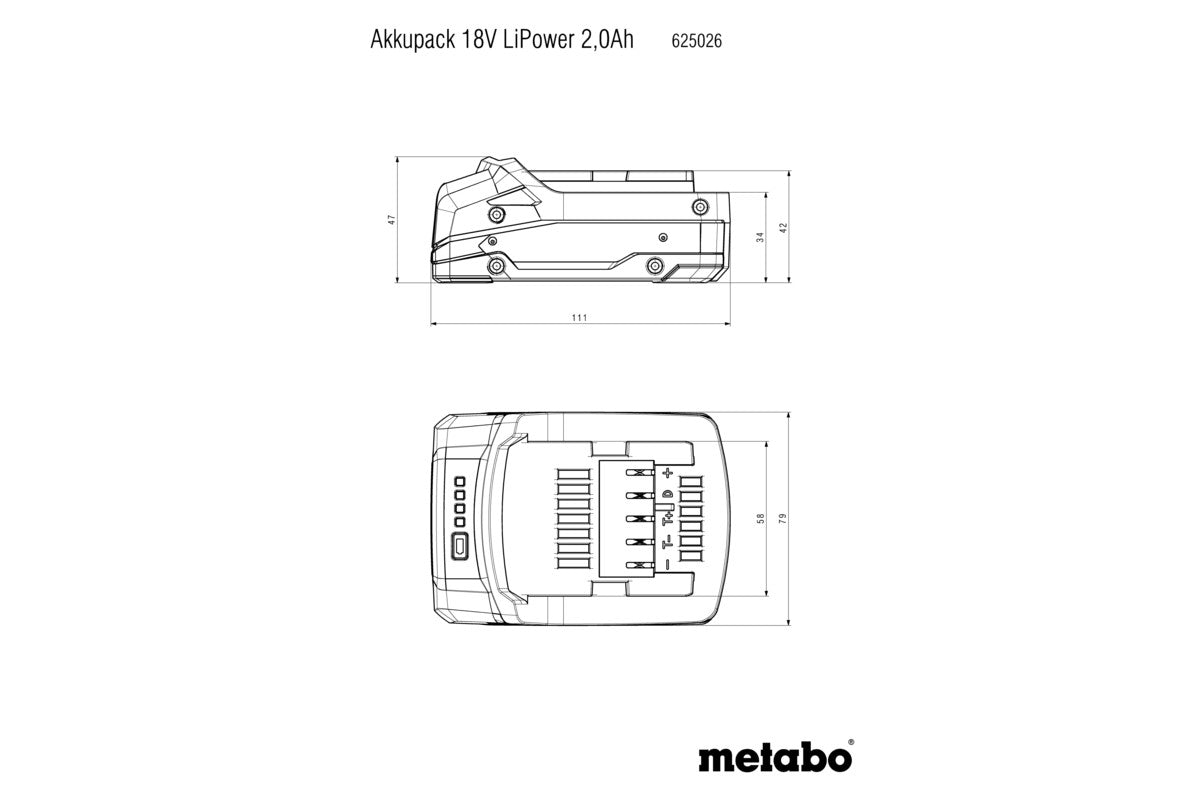 LiPOWER battery pack 18 V - 2.0 Ah (625026000)