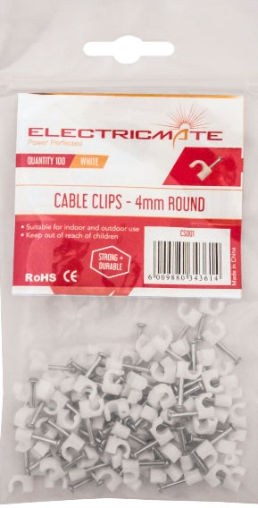 CABLE SADDLE ROUND 10MM P/100  E/MATE