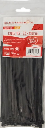 CABLE TIES E/MATE BLACK 310X4.8MM P/100