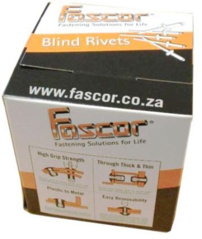 RIVET FASCOR BOX/500 AS4015 4.0X15MM