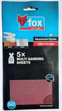 ABR FOX MULTI SANDING SHEETS P60 5PC