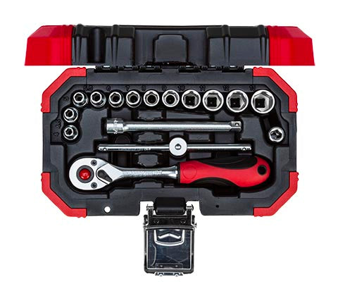 SOCKET GED RED SET 1/4" 4-13MM+BITS16PCE