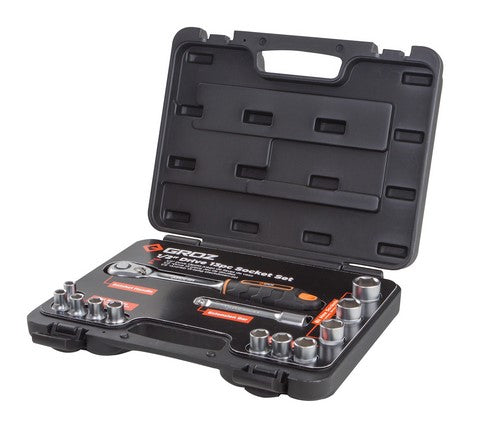 SOCKET SET GROZ BIHEX 1/2"DR 13PC 8-22MM