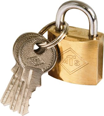 PADLOCK MTS BRASS/PL 20MM D/BLIST WZ358