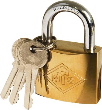 PADLOCK MTS BRASS/PL 50MM D/BLIST WZ362