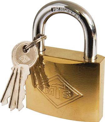 PADLOCK MTS BRASS/PL 63MM D/BLIST WZ363