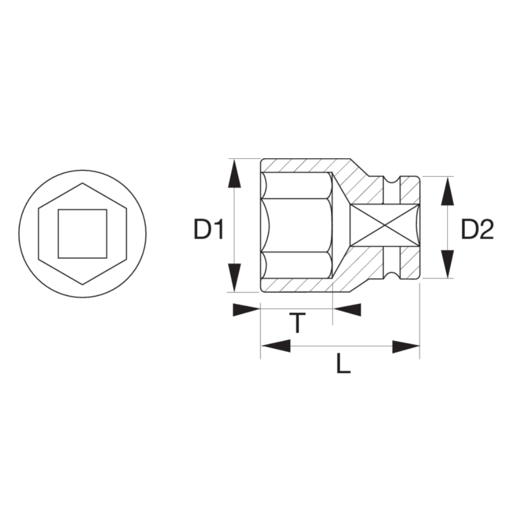 Bahco 1/2" Square Drive Impact Sockets 17 mm | K7801M-17