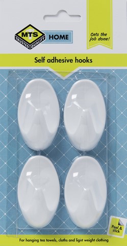 MTS HOME  LARGE OVAL HOOK WHITE 4PC