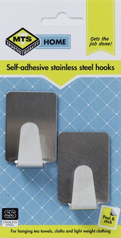 MTS HOME  MED RECTANGLE SSTEEL HOOK 2PC