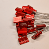 Wirelocks / Cable Seals – 1.5mm x 600mm, Galvanised Steel (Red) (packs of 100)