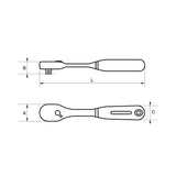 Bahco 1/4" Pear Head Reversible Short Ratchet | SBS61S