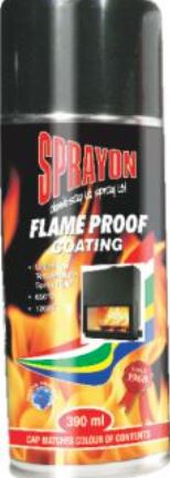 SPRAYON PAINT FLAME PROOF BLACK 390ML