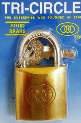 PADLOCK TRI BRASS PP 63MM #266 CASE18