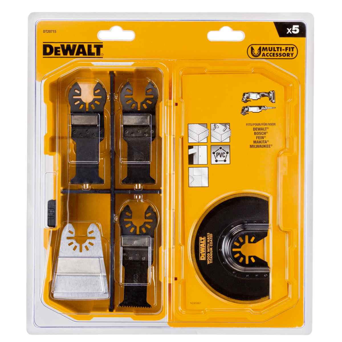 DEWALT 5 Piece Saw Blade Set for Multi-Tool in Tough Case | DT20715