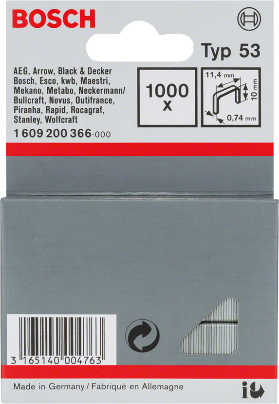 Bosch Professional Fine Wire Staple Type Fine Wire Staple, Type 53