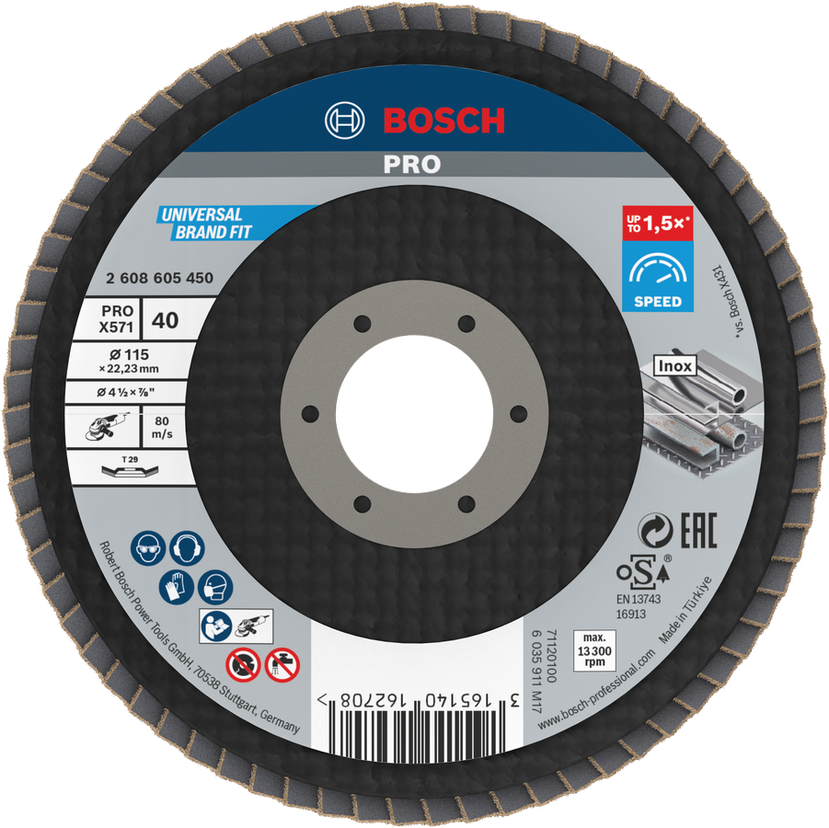 Bosch Professional Pro X571 Flap Disc Angled 115 X571 Flap Disc, Angled