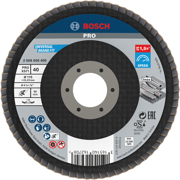 Bosch Professional Pro X571 Flap Disc Angled 115 X571 Flap Disc, Angled