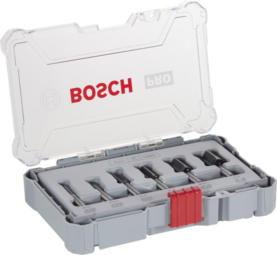 Bosch Professional Router Bit Straight Set, 6 pcs | Router Bits & Planer Knives