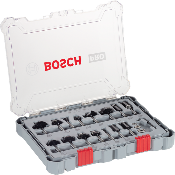 Bosch Professional Pro Router Bit Mixed Set Shank Router Bit Mixed Set, 15 pcs
